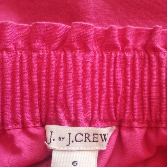 J Crew Linen Cotton Scallop Hem Hot Pink Paperbag Waist Lined Casual Boho Skirt - Picture 4 of 6